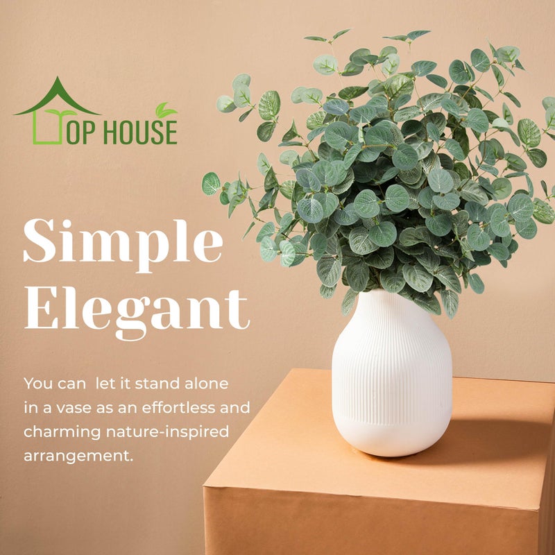 TOPHOUSE 6pcs Artificial Eucalyptus Leaves Stems Bulk 24.8â€ Silver Dollar Eucalyptus Artificial Greenery Silk Eucalyptus Plant for Home Wedding Farmhouse Decoration - Image 3